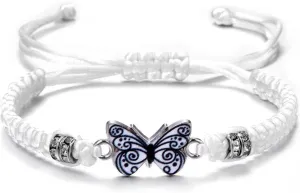Butterfly Bracelets for Women Colorful Charm Woven Adjustable Strings Butterfly Bracelets Cute Handmade Boho Adjustable Braided Rope for Couple Women Friendship BFF Party Family Jewelry