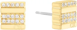 Calvin Klein Women's Stainless Steel and Crystal Stud Earrings: Subtle and Charming Geometric Design