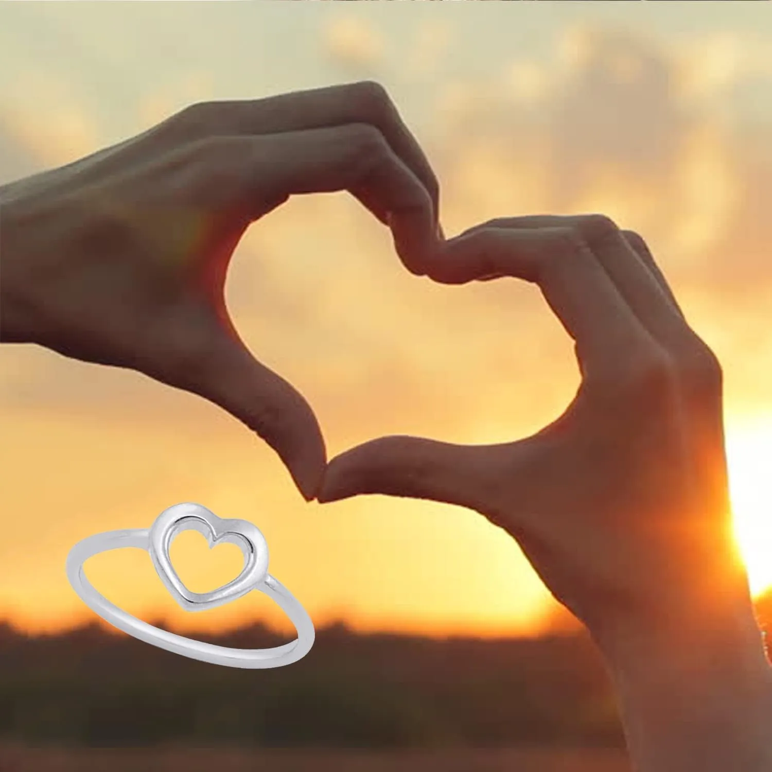 CCBFY Sterling Silver 925 Simple Minimalist Heart Finger Rings for Women Wedding Engagement Statement Jewelry Size 4-13