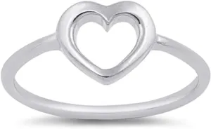 CCBFY Sterling Silver 925 Simple Minimalist Heart Finger Rings for Women Wedding Engagement Statement Jewelry Size 4-13