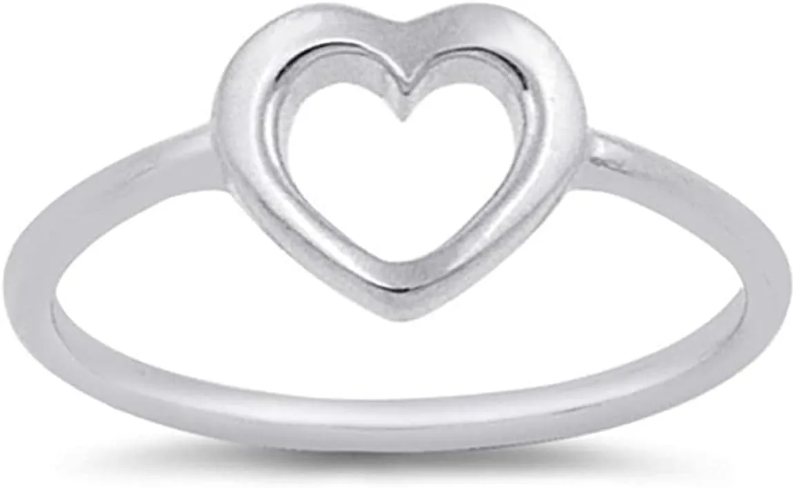 CCBFY Sterling Silver 925 Simple Minimalist Heart Finger Rings for Women Wedding Engagement Statement Jewelry Size 4-13