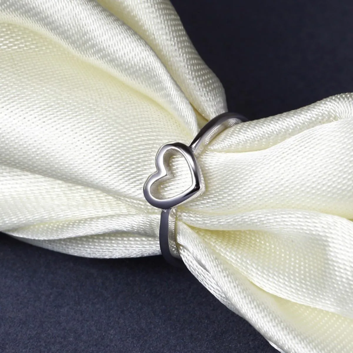 CCBFY Sterling Silver 925 Simple Minimalist Heart Finger Rings for Women Wedding Engagement Statement Jewelry Size 4-13