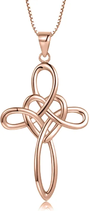 Celtic Cross Necklace Women 925 Sterling Silver Celtic Knot Infinity Love Heart Pendant Necklace for Women Irish Celtic Jewelry Gift for Birthday Christmas
