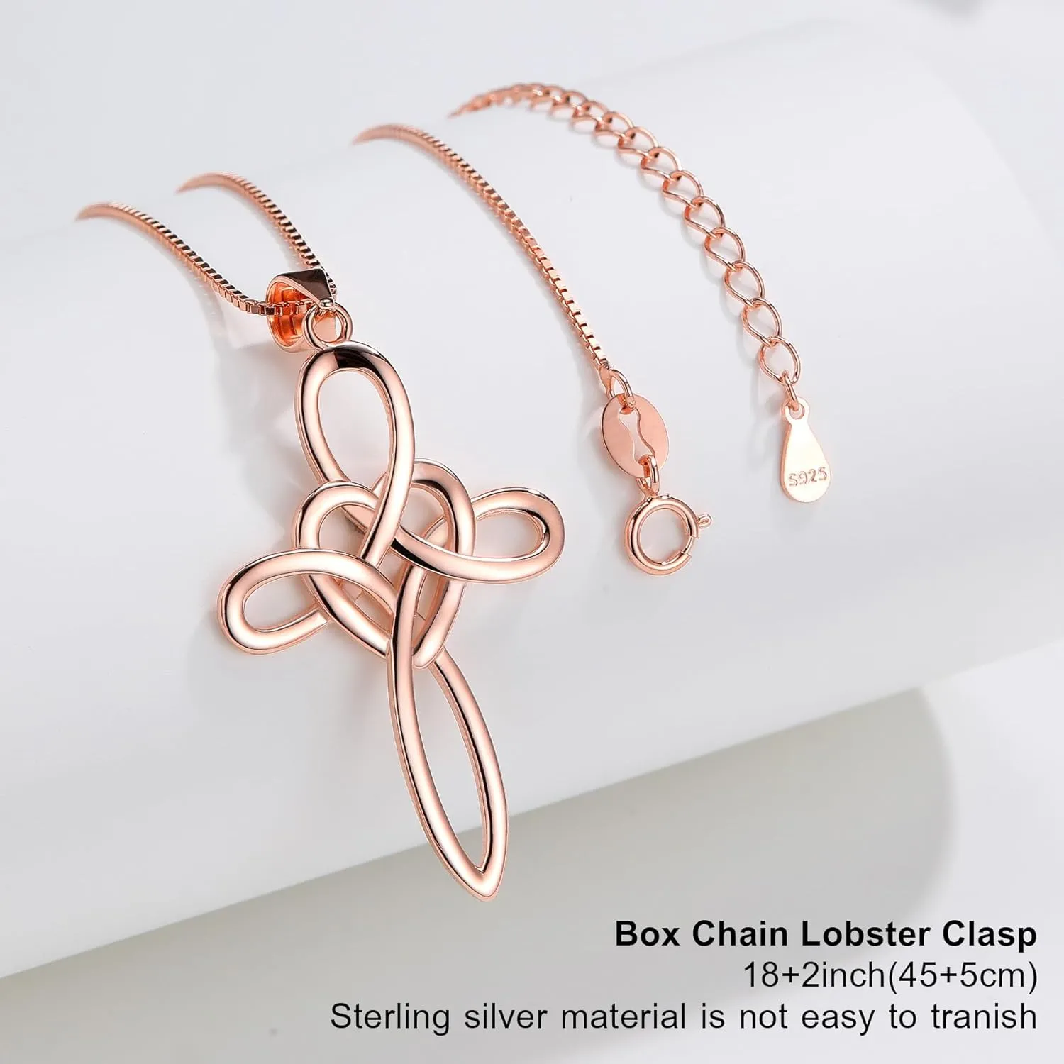 Celtic Cross Necklace Women 925 Sterling Silver Celtic Knot Infinity Love Heart Pendant Necklace for Women Irish Celtic Jewelry Gift for Birthday Christmas