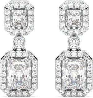 Certified 2-4.65 Carat Moissanite Dangle Earrings for Women, D Color, 925 Sterling Silver with 18K Gold Rhodium Plating Solitaire Sparkling Earring for Wedding, Anniversary, Mothers Day Gift