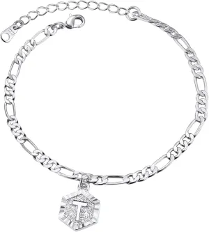 ChainsPro Women A-Z Initial Ankle Bracelet, with Figaro Foot Chain, Friendship Anklets, 18K Gold Plated/Silver Color/Rose Gold-Adjustable (Send Gift Box)