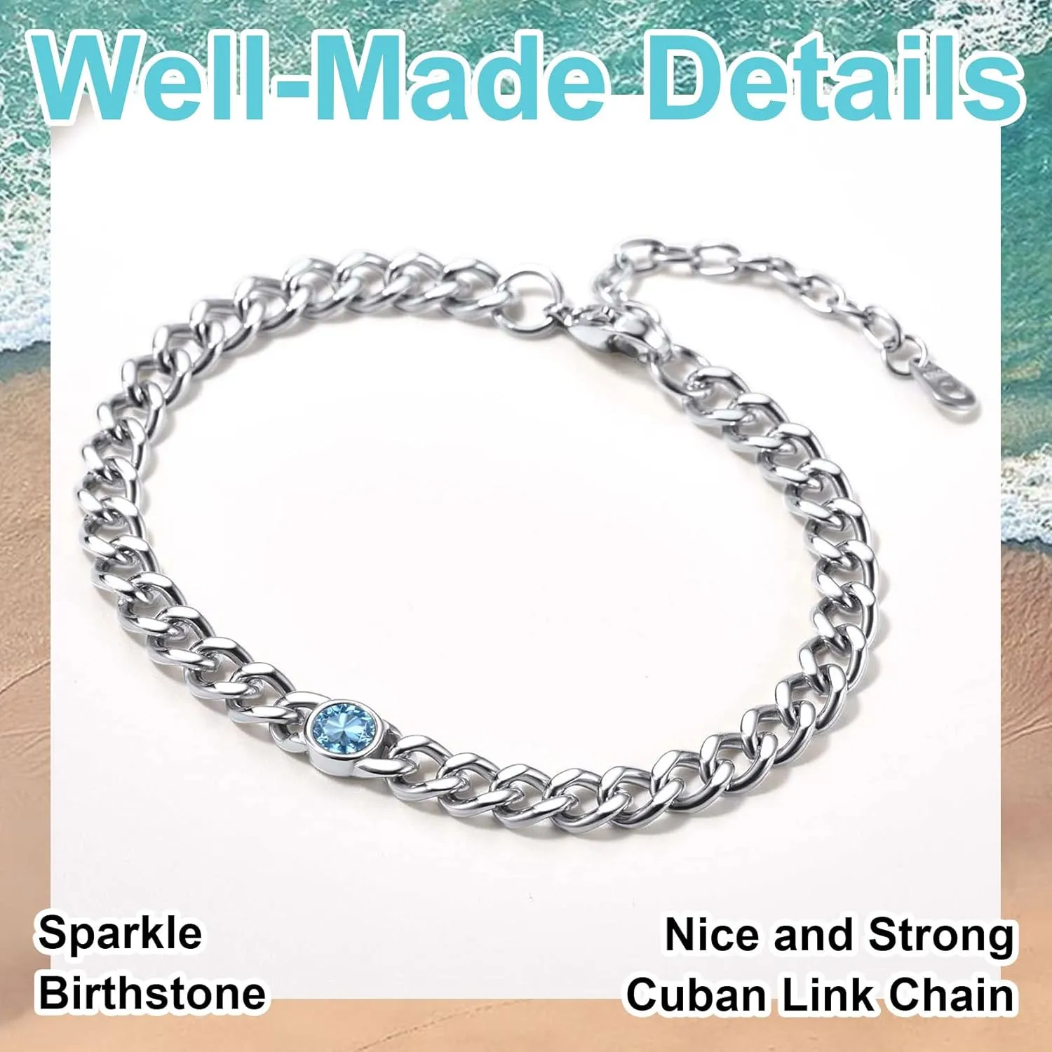 ChainsProMax Stainless Steel Ankle Bracelets for Women Plus Size Chain Ankles, Beach Jewelry for Women Dainty Anklets-Send Gift Box