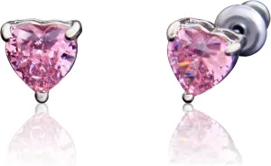 CHERUBIC 925 Sterling Silver Love Heart Stud Earrings Sparkling Hypoallergenic White Gold Plated Cubic Zirconia Jewelry Gifts for Women 6.5mm
