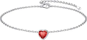 ChicSilver 925 Sterling Silver Anklets for Women, Simple Dainty Round/Heart Birthstone Ankle Bracelet Beach Foot Jewelry, 8.7-10.7 Inch Adjustable