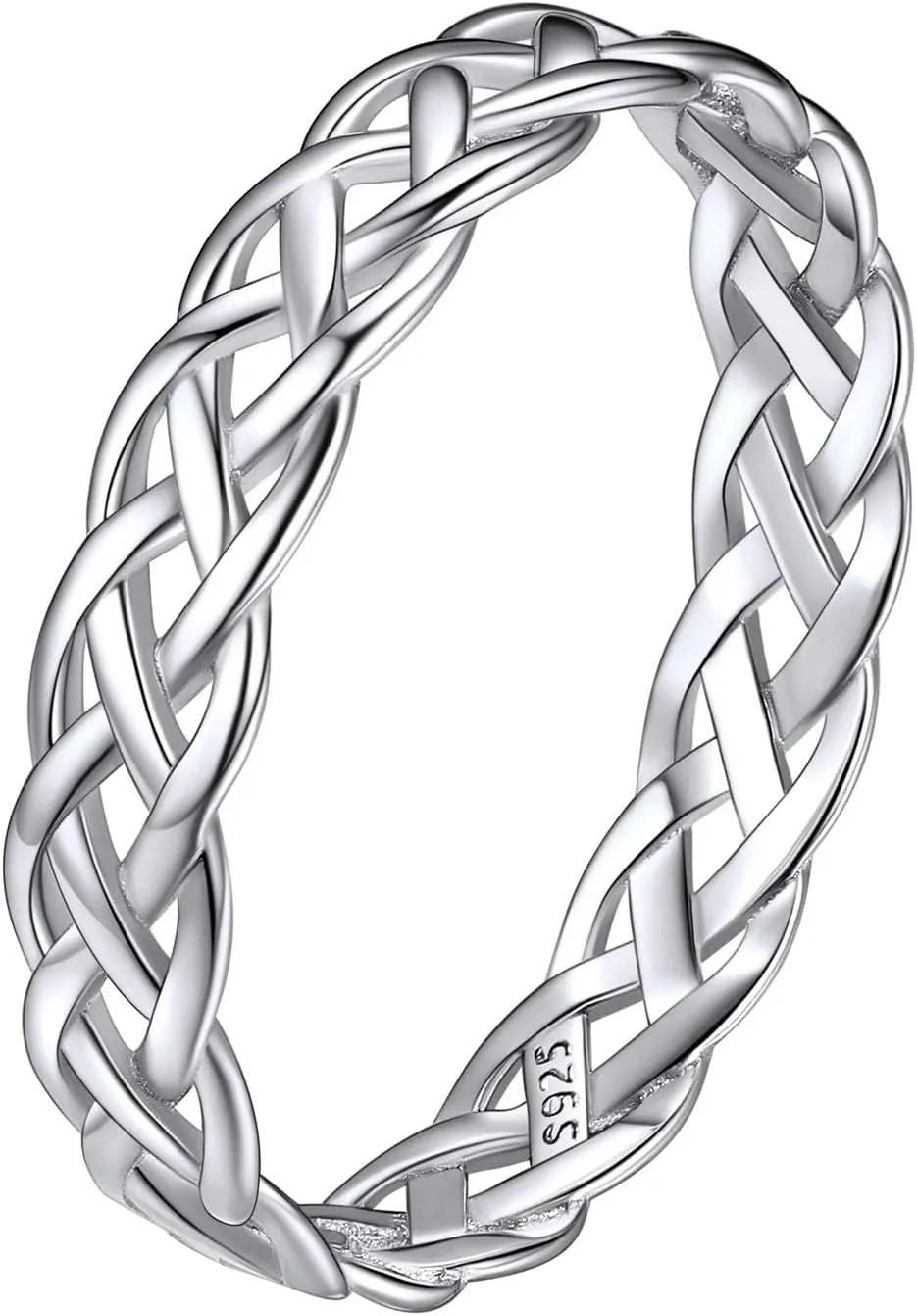 ChicSilver 925 Sterling Silver Celtic Knot Eternity Wedding Band for Women, 4 mm Wide, Size 4-12 (with Gift Box)