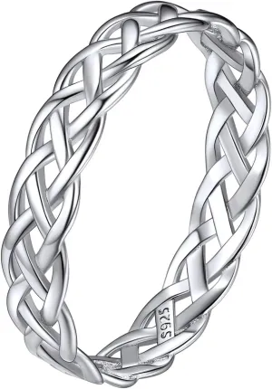 ChicSilver 925 Sterling Silver Celtic Knot Eternity Wedding Band for Women, 4 mm Wide, Size 4-12 (with Gift Box)
