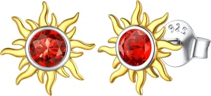 ChicSilver 925 Sterling Silver Dainty Small Round Birthstone Sun Stud Earrings for Women Teen Girls (with Gift Box)