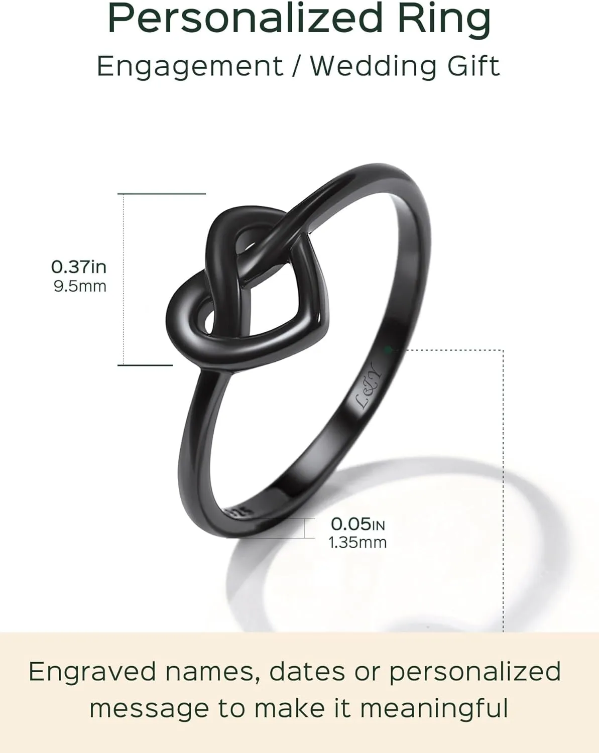 ChicSilver 925 Sterling Silver Love Knot Promise Ring High Polish Comfort Fit Band Ring Size 4-12(With Gift Box)