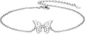 ChicSilver Ankle Bracelets for Women Sterling Silver Butterfly/Infinity Anklet Adjustable Dainty Summer Beach Women's Anklets Jewelry