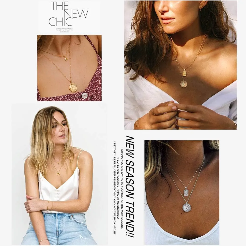 ChicSilver Coin Necklace Sterling Silver Vintage Round Circle Disc Dainty Coin Pendant Necklaces for Women (with Gift Box)