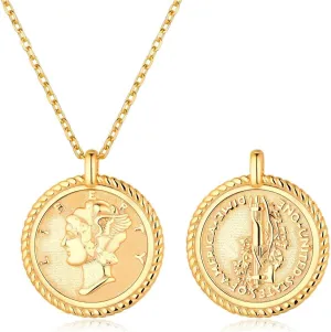 ChicSilver Coin Necklace Sterling Silver Vintage Round Circle Disc Dainty Coin Pendant Necklaces for Women (with Gift Box)