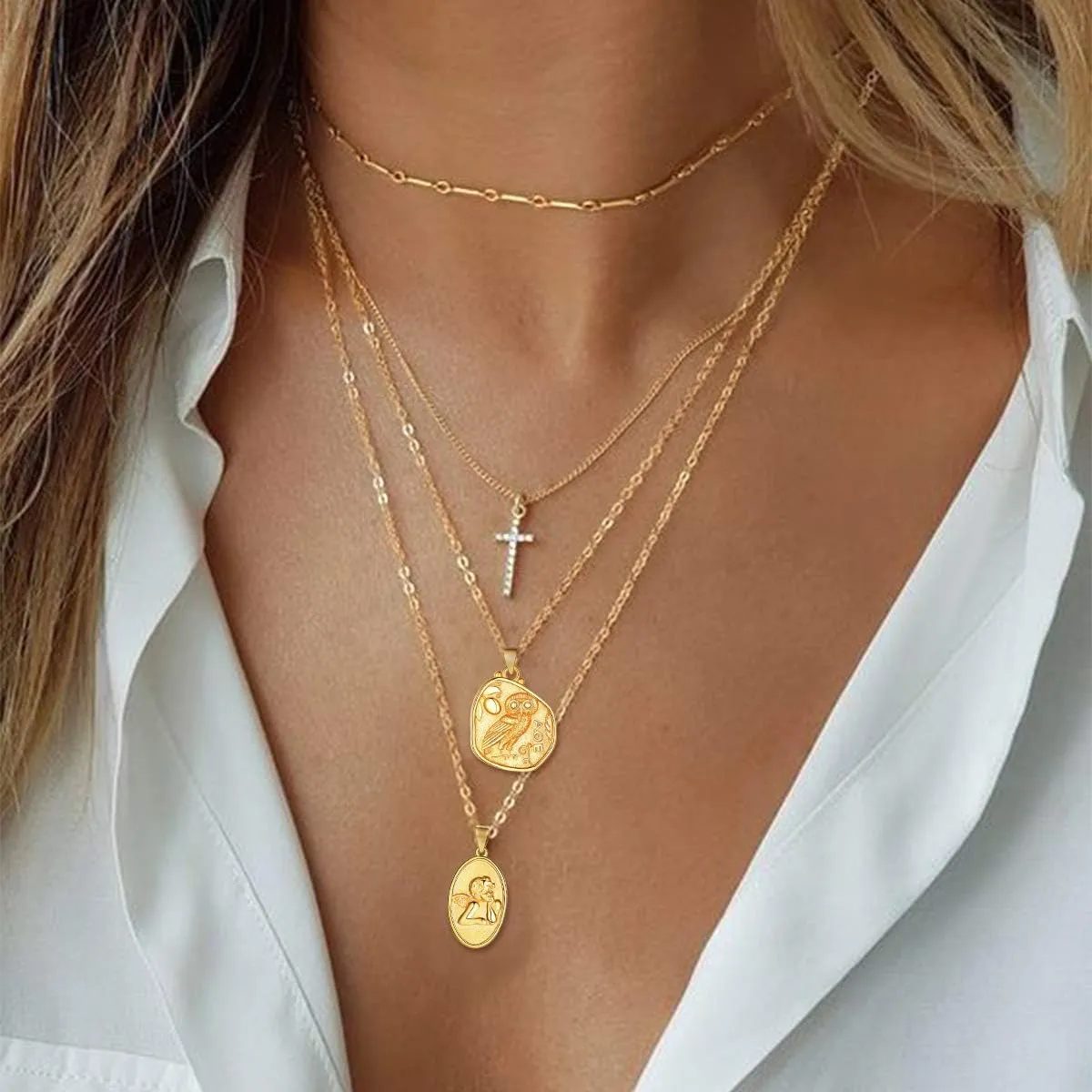 ChicSilver Coin Necklace Sterling Silver Vintage Round Circle Disc Dainty Coin Pendant Necklaces for Women (with Gift Box)