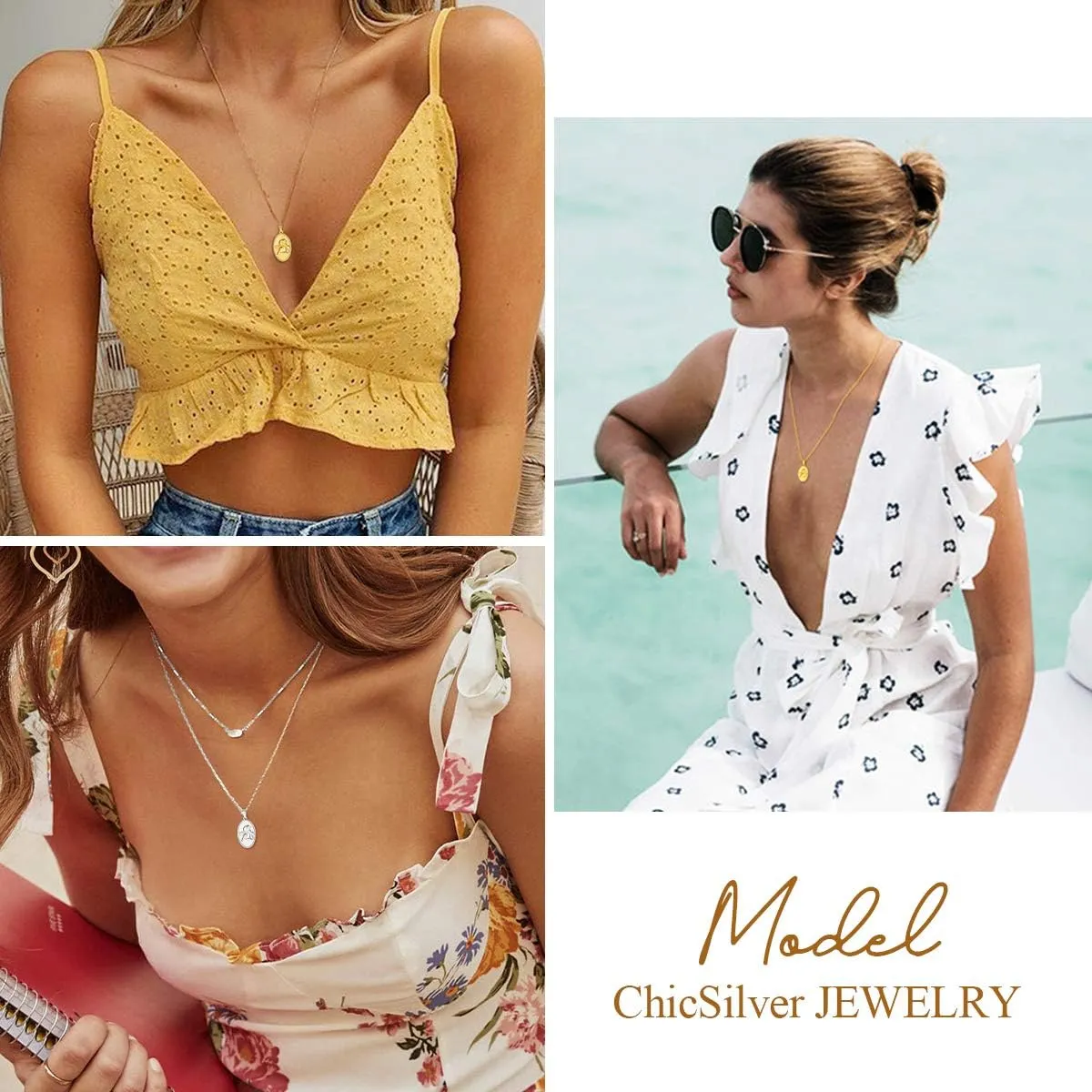 ChicSilver Coin Necklace Sterling Silver Vintage Round Circle Disc Dainty Coin Pendant Necklaces for Women (with Gift Box)