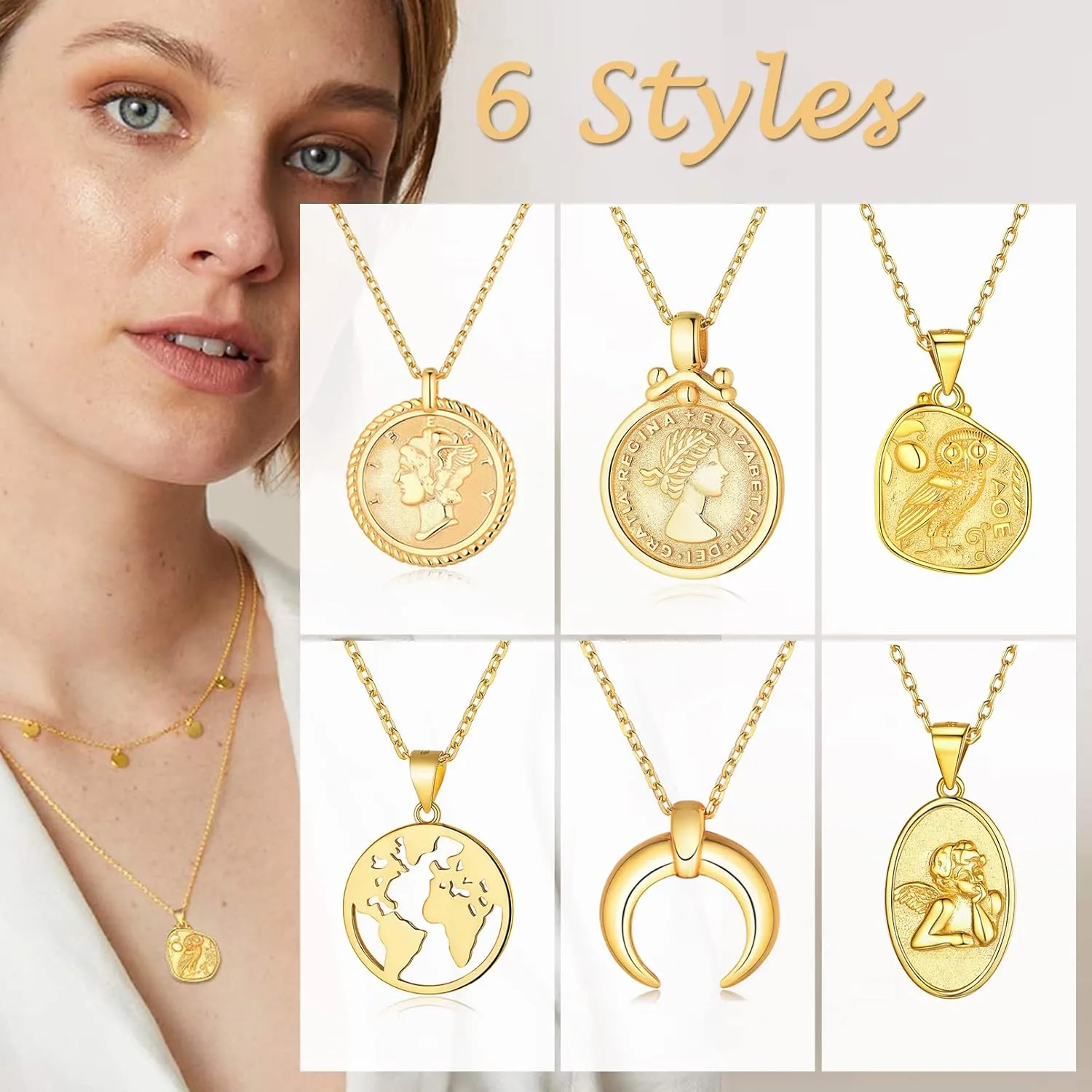 ChicSilver Coin Necklace Sterling Silver Vintage Round Circle Disc Dainty Coin Pendant Necklaces for Women (with Gift Box)