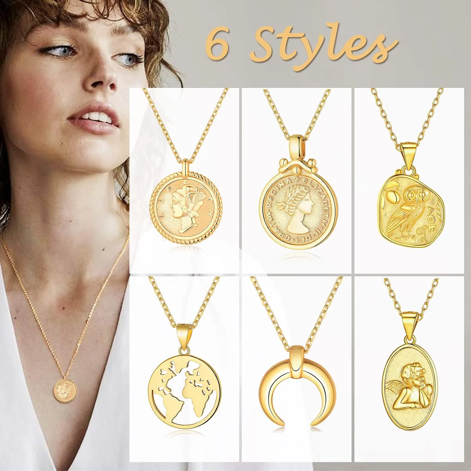 ChicSilver Coin Necklace Sterling Silver Vintage Round Circle Disc Dainty Coin Pendant Necklaces for Women (with Gift Box)
