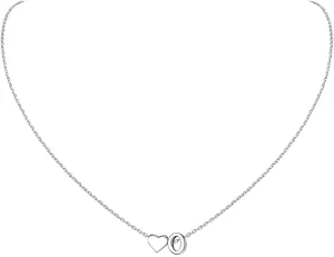ChicSilver Initial Necklaces for Women Personalized Letter Necklace Dainty alphabet Heart Necklace for Women (with Gift Box)