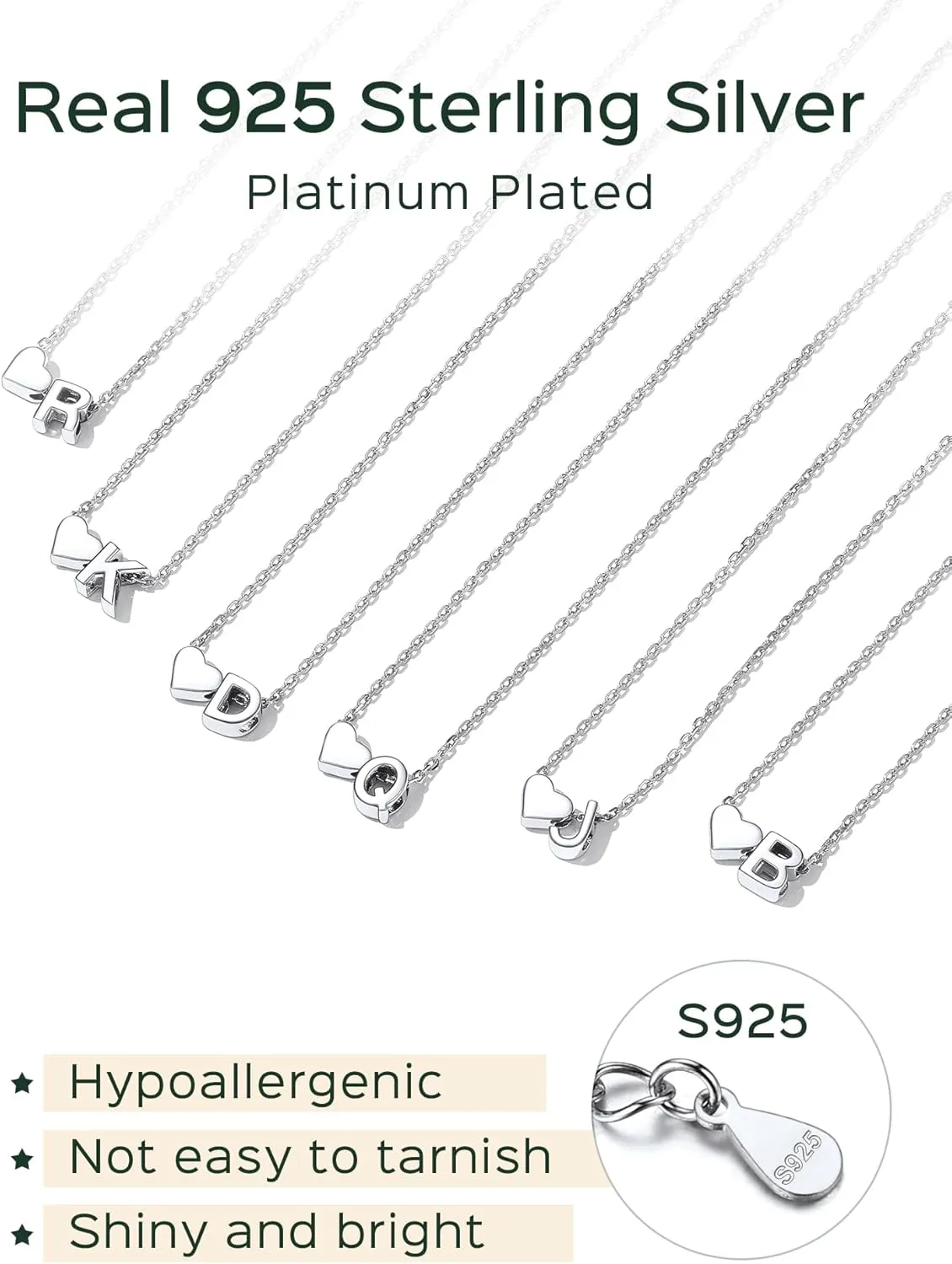 ChicSilver Initial Necklaces for Women Personalized Letter Necklace Dainty alphabet Heart Necklace for Women (with Gift Box)