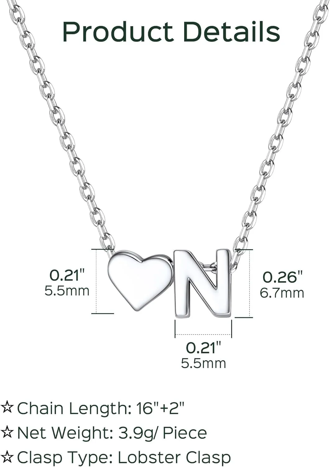 ChicSilver Initial Necklaces for Women Personalized Letter Necklace Dainty alphabet Heart Necklace for Women (with Gift Box)