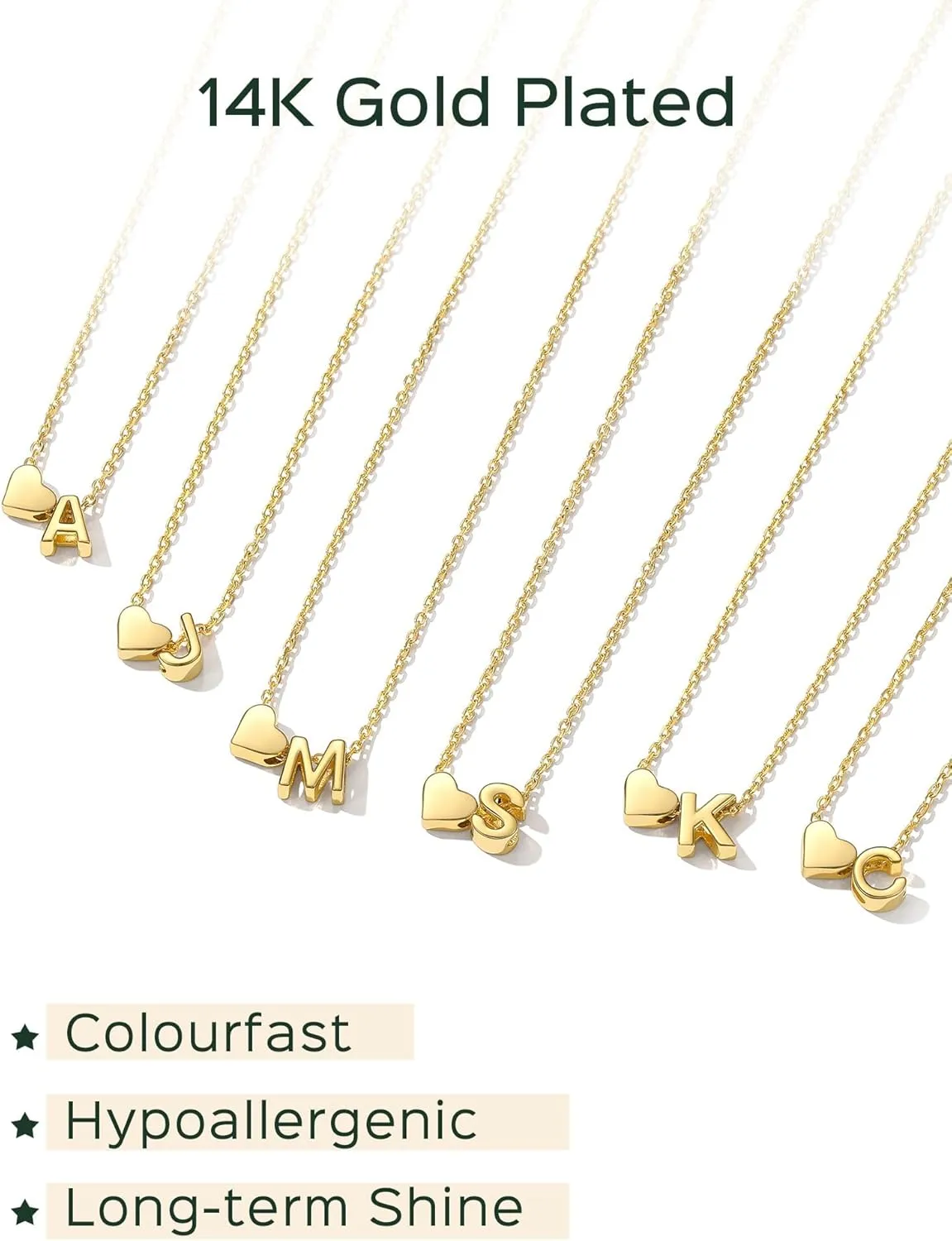 ChicSilver Initial Necklaces for Women Personalized Letter Necklace Dainty alphabet Heart Necklace for Women (with Gift Box)