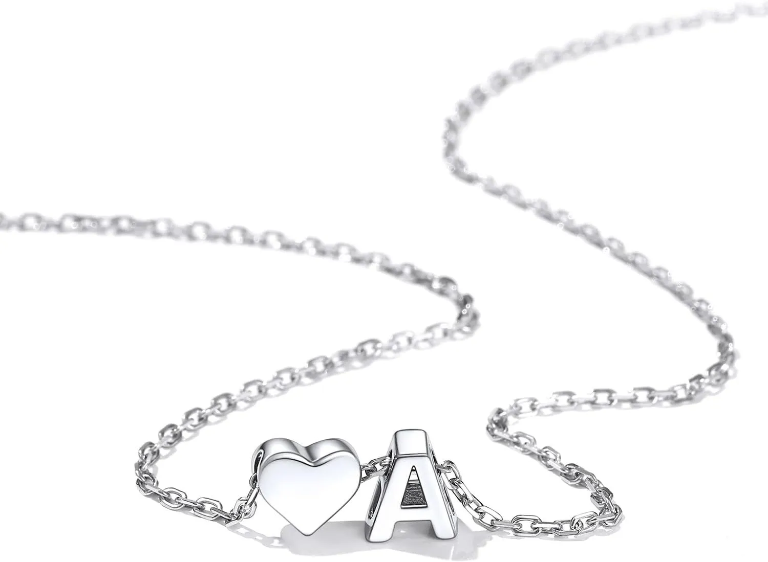 ChicSilver Initial Necklaces for Women Personalized Letter Necklace Dainty alphabet Heart Necklace for Women (with Gift Box)