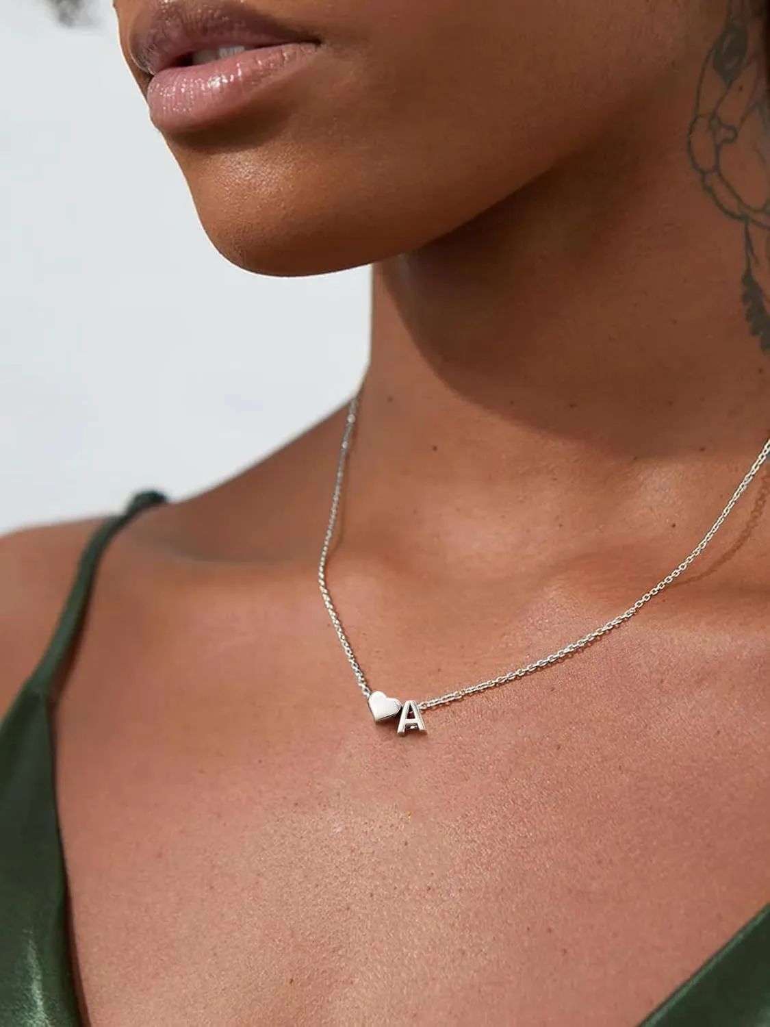 ChicSilver Initial Necklaces for Women Personalized Letter Necklace Dainty alphabet Heart Necklace for Women (with Gift Box)