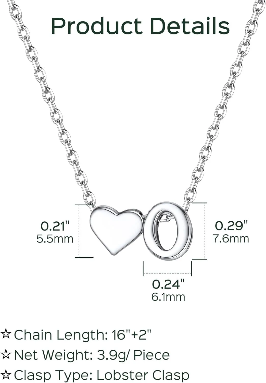 ChicSilver Initial Necklaces for Women Personalized Letter Necklace Dainty alphabet Heart Necklace for Women (with Gift Box)