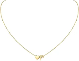 ChicSilver Initial Necklaces for Women Personalized Letter Necklace Dainty alphabet Heart Necklace for Women (with Gift Box)