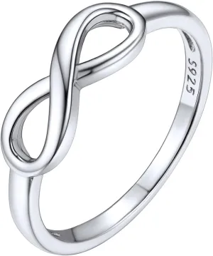 ChicSilver Personalized 925 Sterling Silver Ring Simple Infinity Knot Rings Custom Engraved Eternity Wedding Band Promise Rings Size 4-12(with Gift Box)
