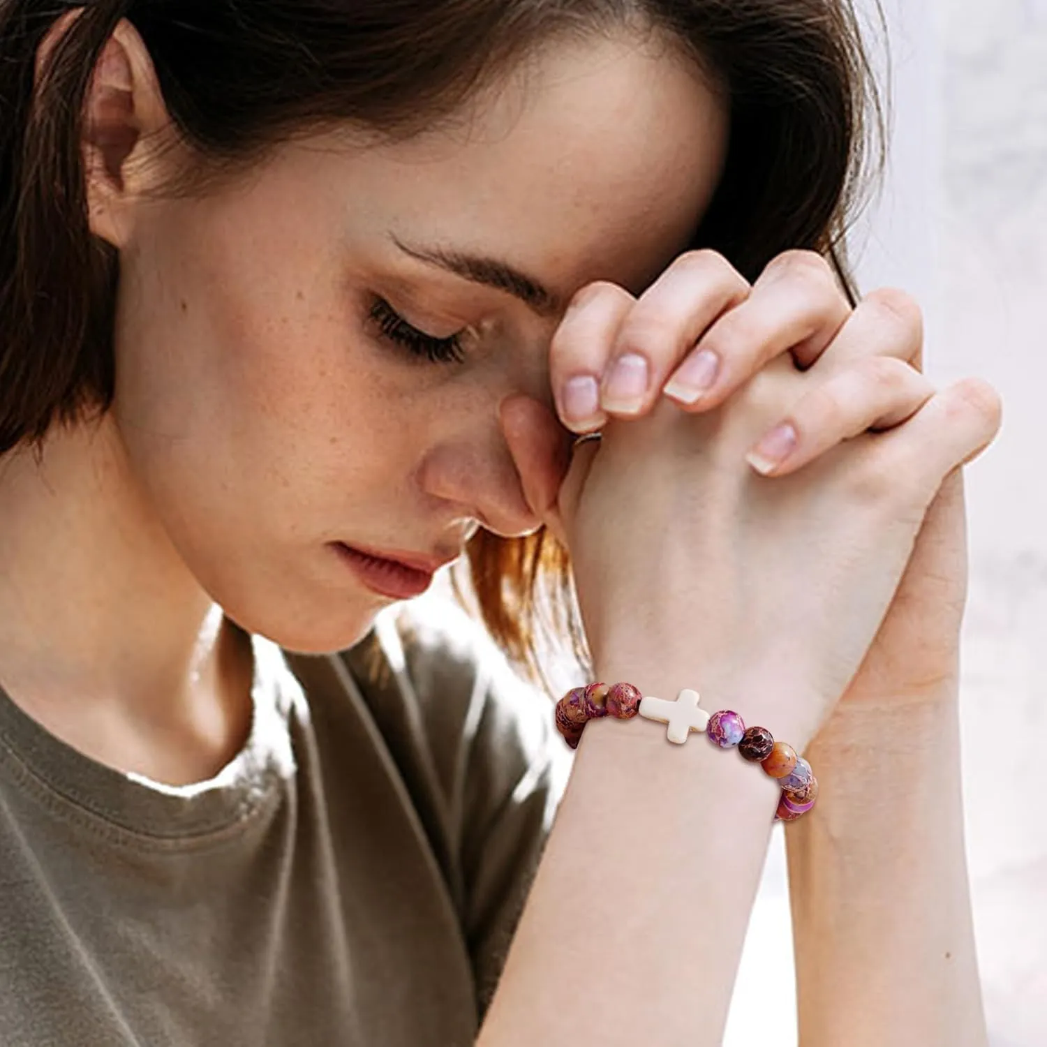 choice of all Cross Bracelet Baptism Bracelet Gifts Christian Friendship Bracelets Mustard Seed Prayer Bead Bracelets First Confirmation Communion Religious Gifts for Women Daughter Lovers
