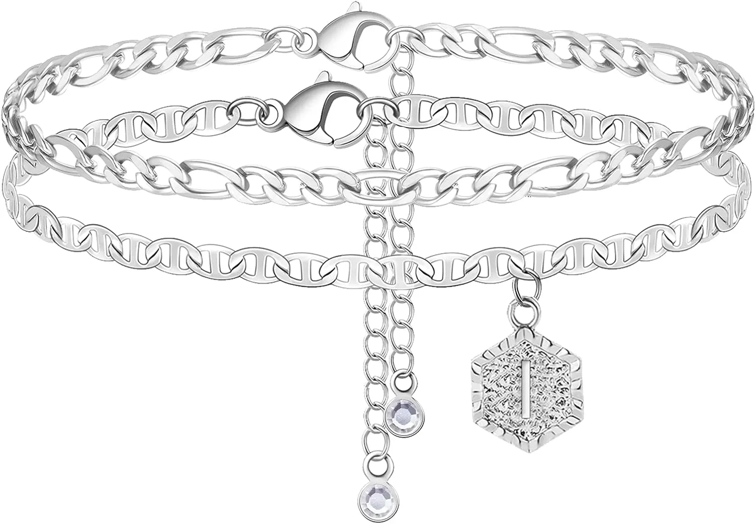 choice of all Initial Anklet for Women Anklets with Initials 2pcs Ankle Bracelets for Cuban Link Anklets for Women
