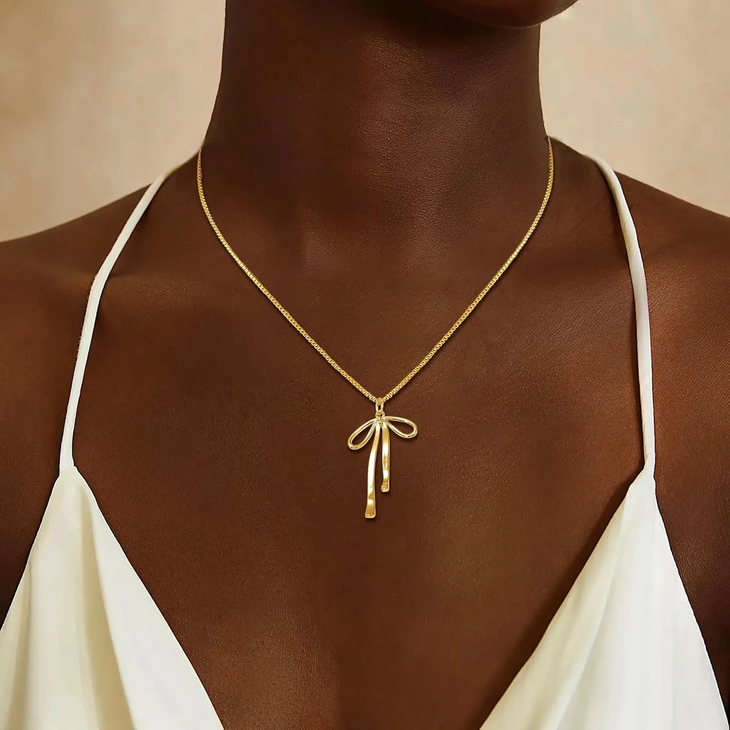 Choistily Bow Necklace Dainty Gold Pendant Necklaces for Women Bow Charm Jewelry Bow Themed Gifts for Friends Trendy Necklace for Women 2025