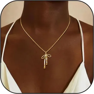 Choistily Bow Necklace Dainty Gold Pendant Necklaces for Women Bow Charm Jewelry Bow Themed Gifts for Friends Trendy Necklace for Women 2025