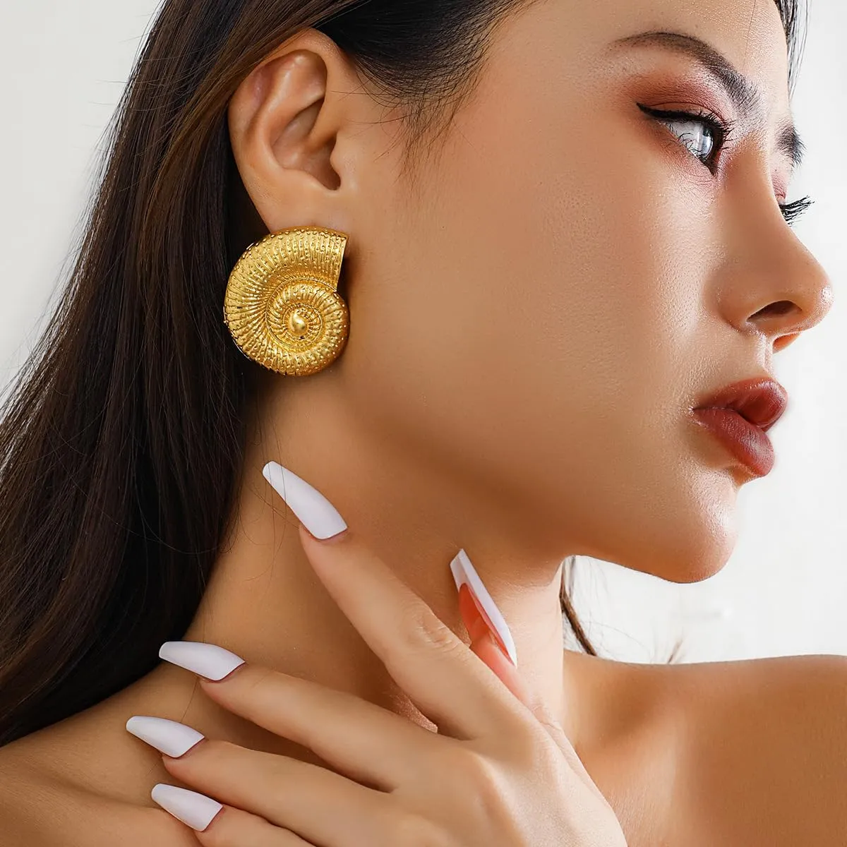 Chunky Gold Stud Earrings for Women Handmade Thick Rectangle Stud Earrings Large Gold Geometric Earrings Minimalist Statement Square Earrings Gold Jewelry (Gold-F)