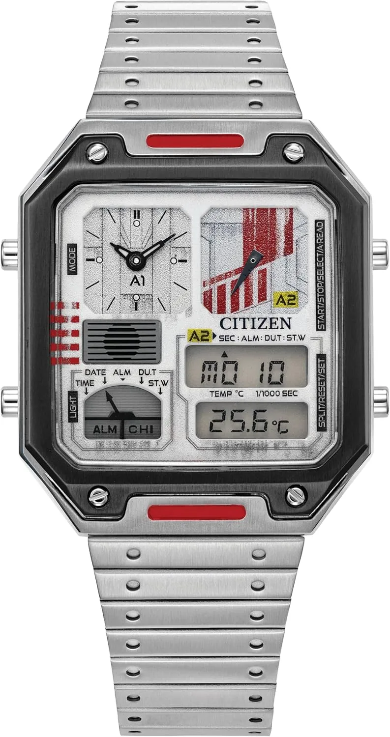 Citizen Men's Star Wars Vintage Ana-Digi Quartz Stainless Steel Watch, Rectangular