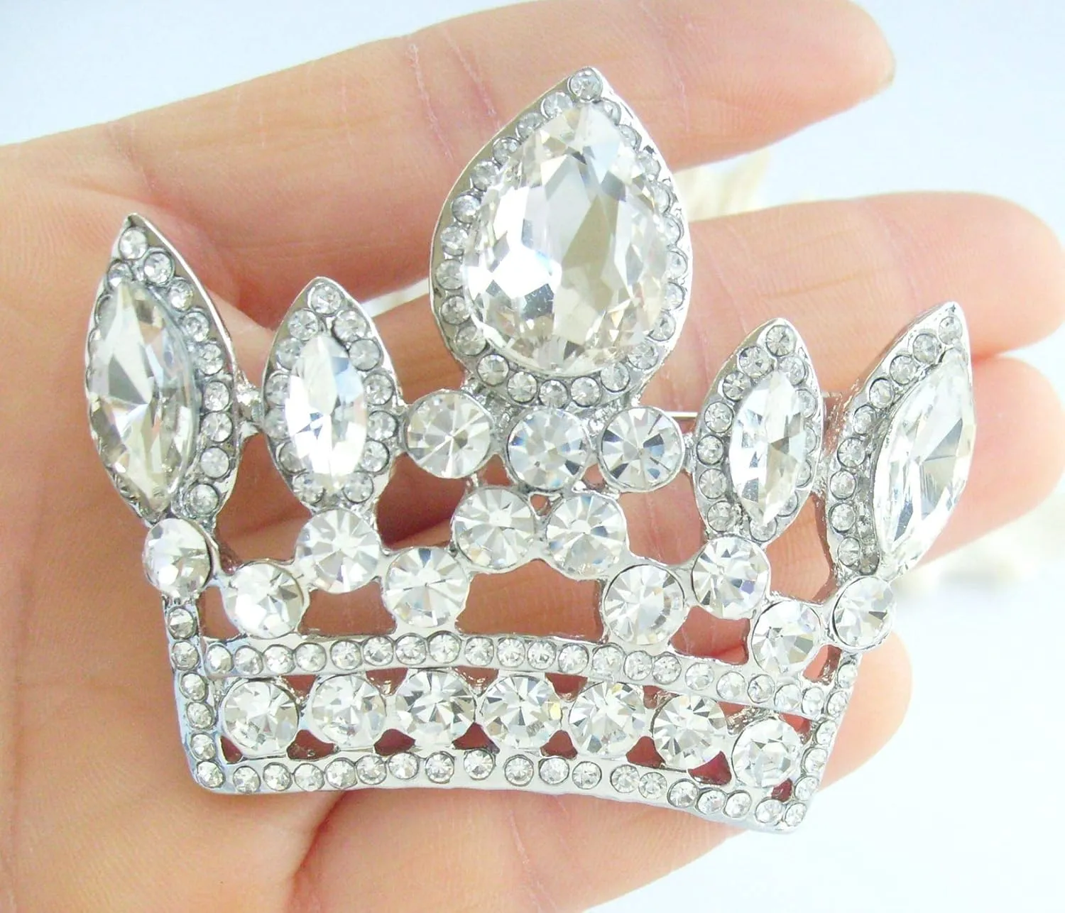 Classic 2.56" Crown Brooch Pin Pendant Austrian Crystal BZ5050