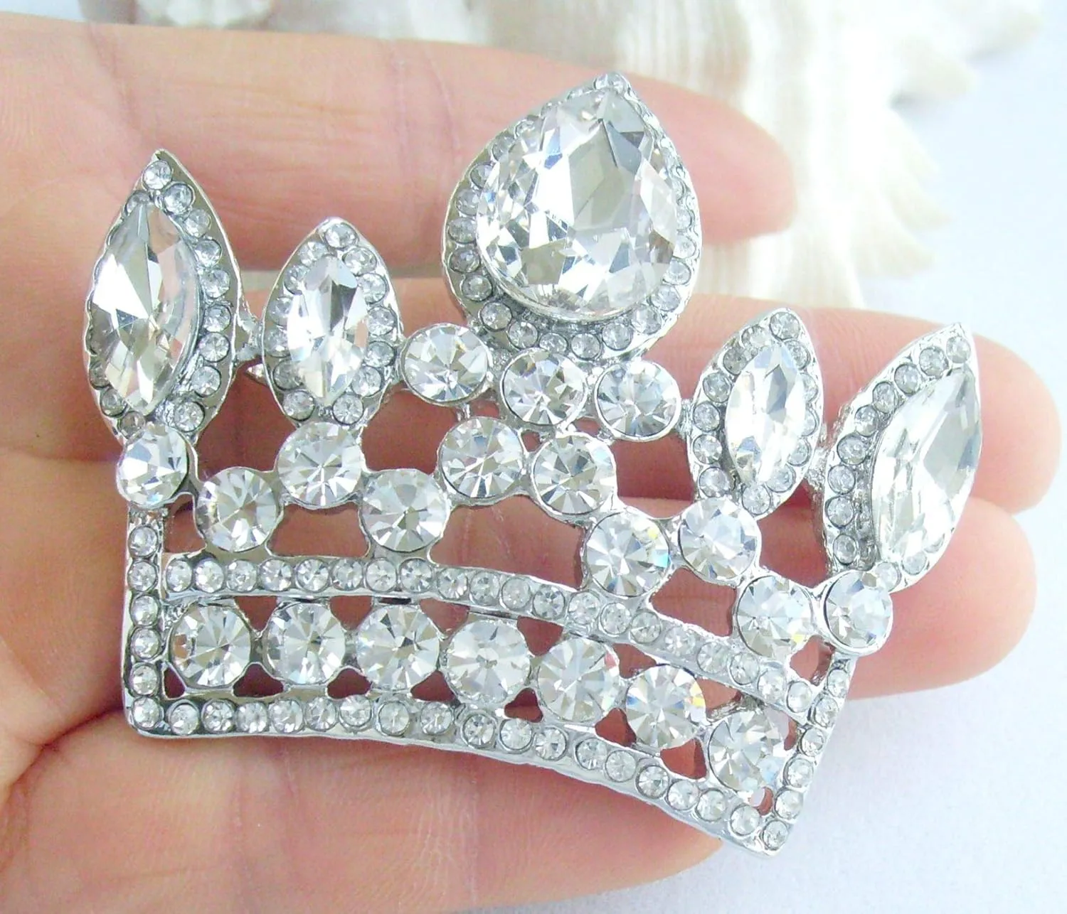 Classic 2.56" Crown Brooch Pin Pendant Austrian Crystal BZ5050