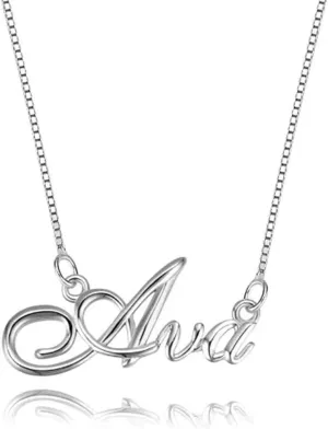Classic Name Necklace Personalized, Custom Made Pretty Name Pendant Jewelry Silver
