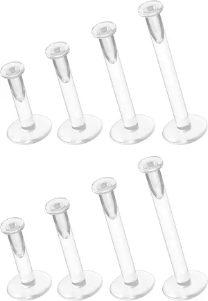 Clear Earrings for Work Sports Surgery Piercing Retainers - 16g Bioflex Labret Clear Piercing Jewelry Studs for Ears - Invisible Nose Studs Plastic for Cartilage Lip (6mm 8mm 10mm 12mm) 8pcs Set