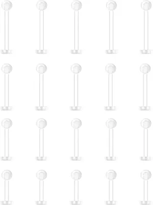 Clear Piercing Retainers Earrings Plastic Earrings for Sports Belly Rings Septum Eyebrow Lip Cartilage Tragus Earring Lip Rings Labret Retainers for Work Surgery