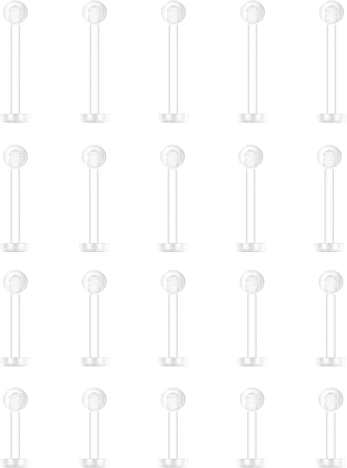 Clear Piercing Retainers Earrings Plastic Earrings for Sports Belly Rings Septum Eyebrow Lip Cartilage Tragus Earring Lip Rings Labret Retainers for Work Surgery