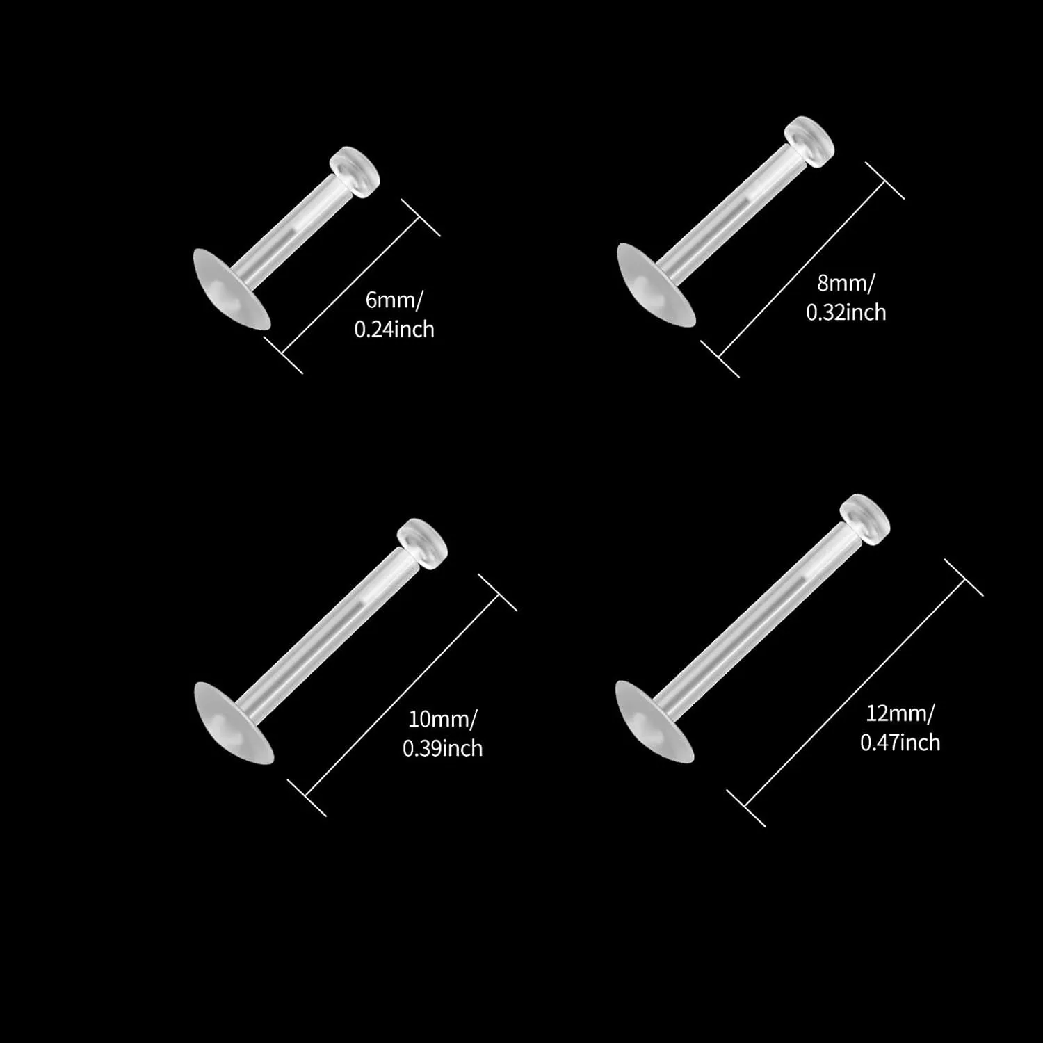 Clear Piercing Retainers Earrings Plastic Earrings for Sports Cartilage Earrings Stud Earring Retainer Bar Plastic Piercing Jewelry for Work