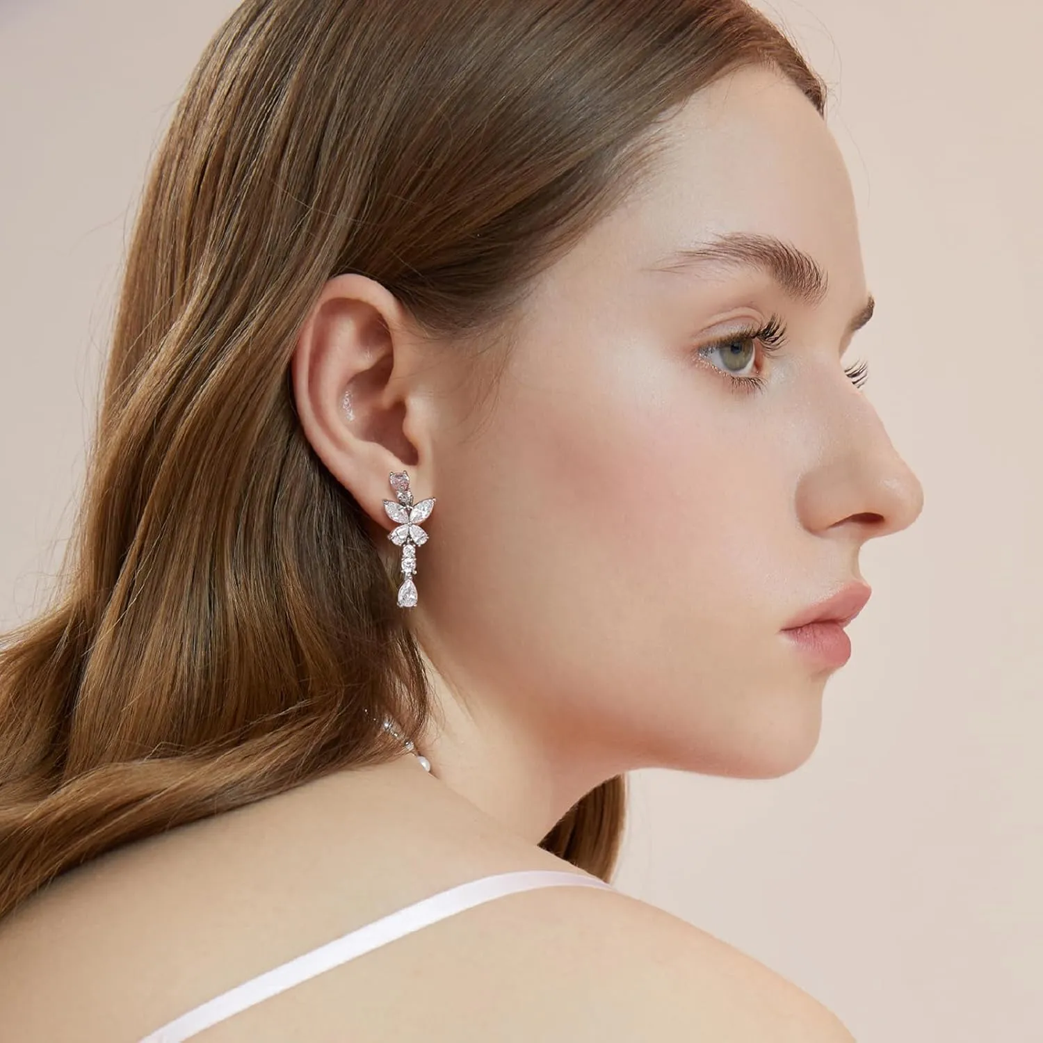 Clip on Earrings for Women 925 Sterling Silver Plated Cubic Zirconia Long Tassel Dangle Drop Earrings Non Pierced Earrings for Women Jewelry Gifts Wedding Party