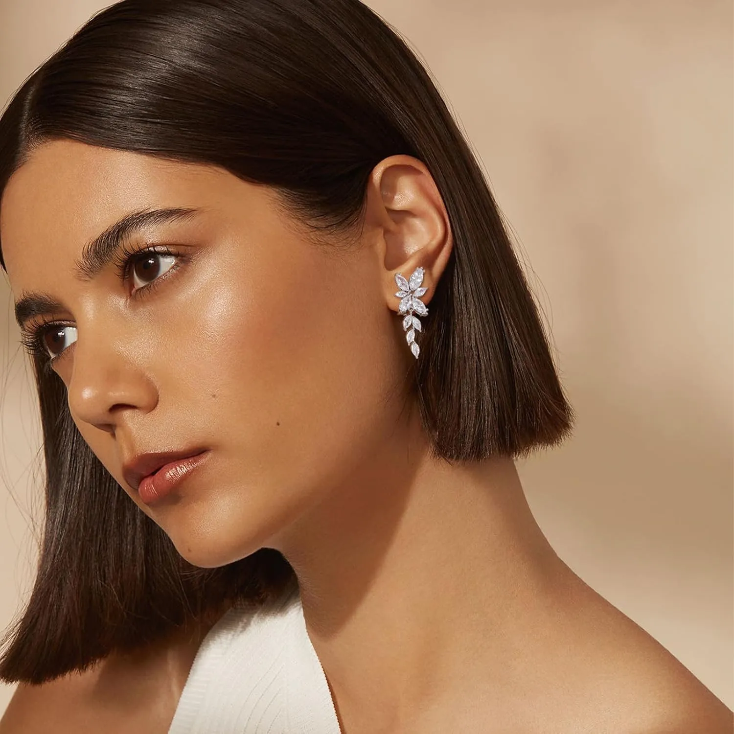 Clip on Earrings for Women 925 Sterling Silver Plated Cubic Zirconia Long Tassel Dangle Drop Earrings Non Pierced Earrings for Women Jewelry Gifts Wedding Party