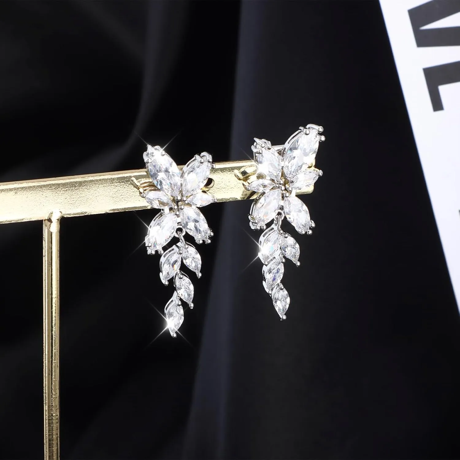 Clip on Earrings for Women 925 Sterling Silver Plated Cubic Zirconia Long Tassel Dangle Drop Earrings Non Pierced Earrings for Women Jewelry Gifts Wedding Party