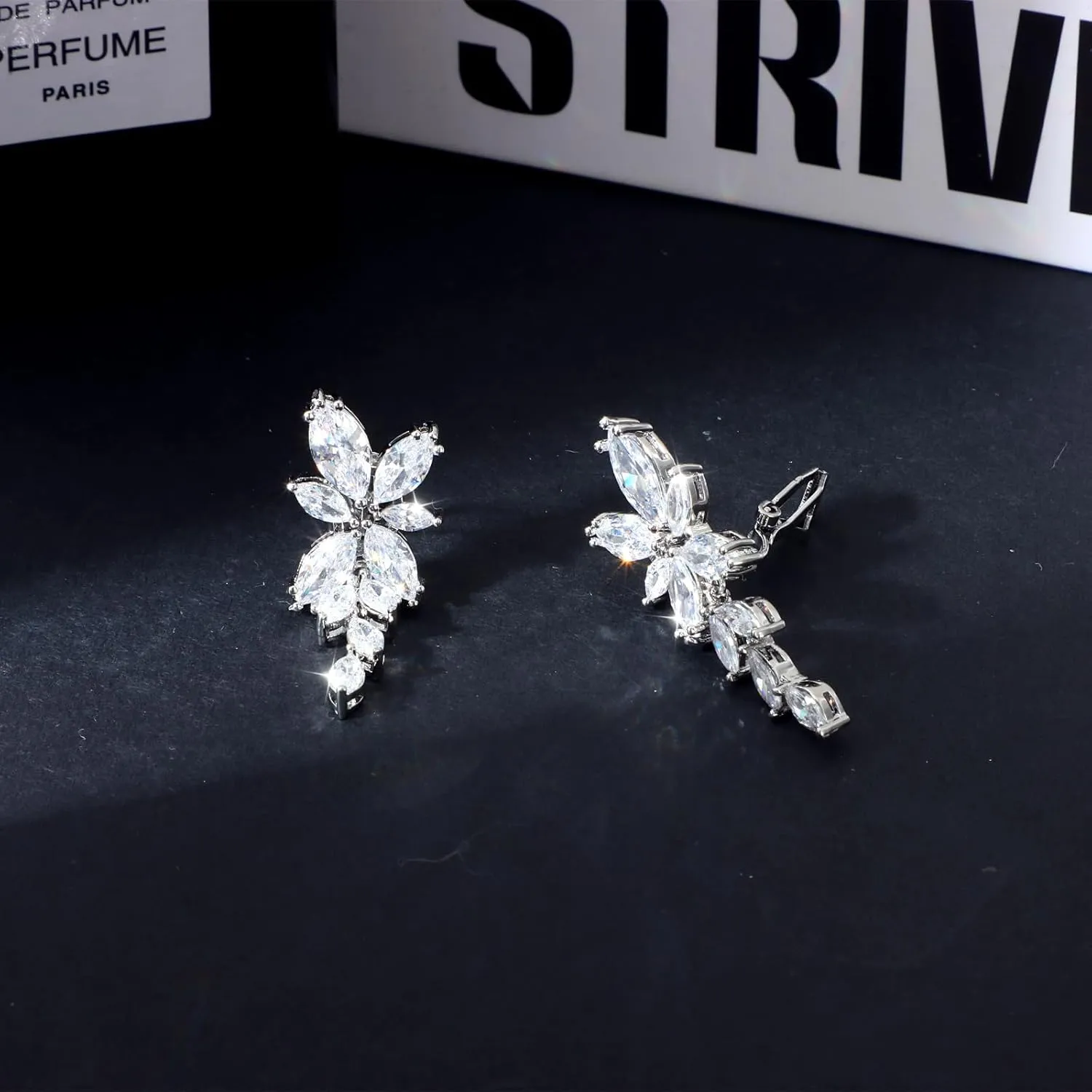 Clip on Earrings for Women 925 Sterling Silver Plated Cubic Zirconia Long Tassel Dangle Drop Earrings Non Pierced Earrings for Women Jewelry Gifts Wedding Party